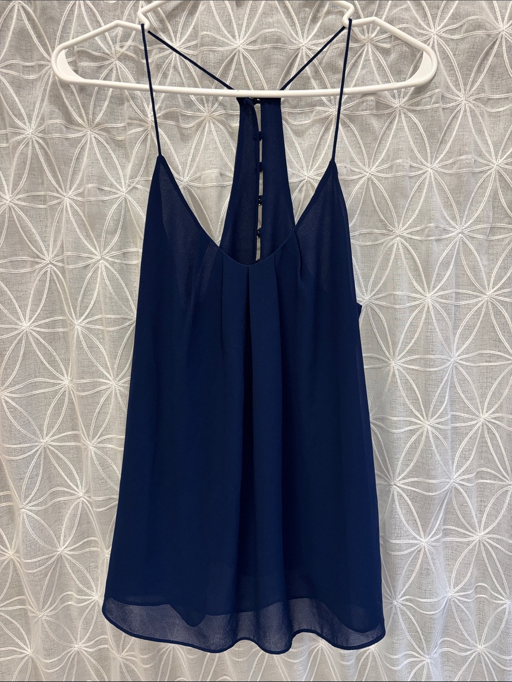 Naked Zebra Navy Spaghetti-Strap Cami with Keyhole Back